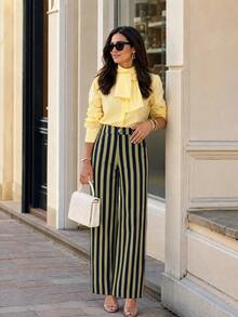 Women's Autumn Elegant Casual Fashion Striped Long Pants, Suitable For Vacation And Outings - Multicolor - View 4
