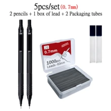 Metal Low Centre Of Gravity Automatic Pencil Set (0.5/0.7mm), Black 2B Graphite Leads, Suitable For Sketching, Artistic Drawing, School And Office Writing Includes 2 Pencils + 1 Box Of Leads + 2 Packaging Tubes Fine Writing Instruments - Multiple Styles - View 3