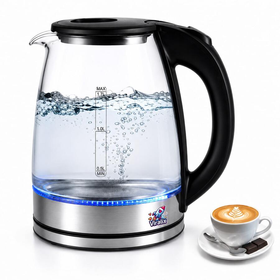 1.8L Glass Electric Kettle With LED Light And Automatic Shut-Off – Electric Teapot For Coffee And Tea - View 1
