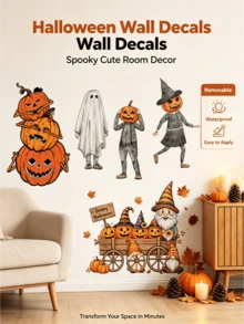 Halloween Funny Pumpkin Ghost Goblin Wall Sticker Set, Retro Cartoon Patterns, Self-Adhesive And Removable, Living Room Window Party Atmosphere Decoration Decals - Wall Stickers - View 1