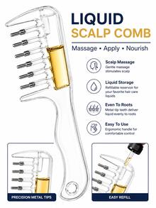 OBOVAY Scalp Medication Massage Comb With Elastic Roller Ball, Transparent Liquid Dispensing Comb For Home Hair Growth And Anti-Hair Loss Essential Oil Care - Multicolor - View 3
