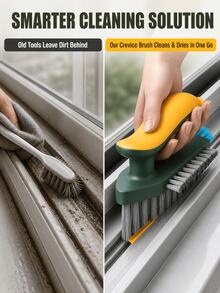 2-In-1 Multi-Function Gap Cleaning Brush, Floor Brush Bathroom Corner Gap Brush, Toilet Cleaning Brush, Green/White, 1pc, With Scraper Durable Material, Suitable For Home Gap Cleaning - Universal Fit - View 4