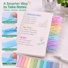 PET Writable Index Tabs, Gradient Morandi Multicolor Page Markers Sticky Tabs, Back‑To‑School Essential, Waterproof Repositionable Label Stickers For Notebook Binder Planner Study Office Supplies - one-size - View 7