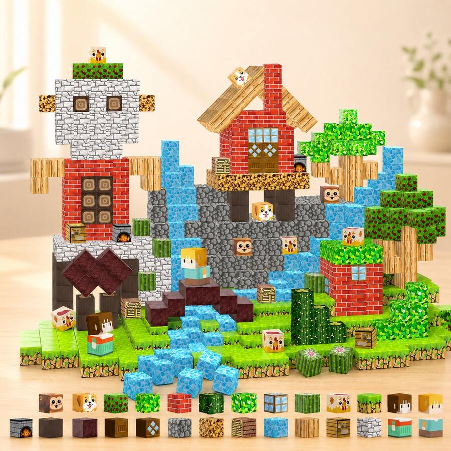 50-500pcs Magnetic Building Blocks Set - Magic Island Game Cube Stacking Toy, Children's Magnetic STEM Sensory Educational Toy, Suitable For Boys And Girls 3 Years And Above, Creative Play And Learning Toy, DIY Creative Stacking Educational Game Set, Birthday Gift, Holiday Gift (Partial Random Colors) - Multicolor - View 1