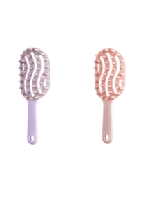 1/2Pcs Long Handle Scalp Care Massage Comb,Hollow Coarse Tooth Design,Wet And Dry Use, Suitable For Nail Art And Applying Care Products(Random Color) - Multicolor - View 16