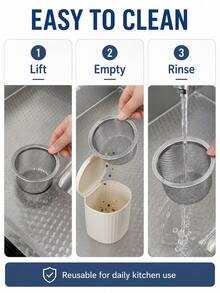 2pcsStainless Steel Kitchen Sink Strainer Basket, Reusable Fine Mesh Drain Filter, Food Scrap Catcher, Anti-Clog Sink Drain Strainer For Daily Kitchen Use - Multiple Styles - View 7