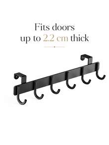 1pc Over-The-Door Hook Rack, Multi-Function Storage Hooks, 6 Hooks Over-The-Door Hook, For Hanging Clothes, Towels, Suitable For Bathroom, Kitchen Cabinet Doors, Max Thickness 2.2cm - Multicolor - View 13