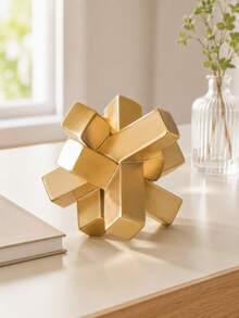 Dekorasi Patung Resin Geometris Emas, Ornamen Meja Blok Terjalin Abstrak Modern untuk Ruang Tamu, Meja Kopi, Bufet, Lorong, Kamar Tidur, Meja Pajangan Estetik Rumah, Dekorasi Seni Kerajinan, Hadiah. - 1PC - View 5
