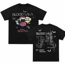 تي شيرت جولة ENHYPENs Blood Saga العالمية 2026، تي شيرت إعادة طباعة سلع Blood Saga، هدية للمعجبين - الأسود - مشاهدة 1