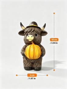 1pc Halloween Maple Leaf Pumpkin Highland Cow Home & Garden Decor, Farmhouse Style Tabletop Entryway Gift, Suitable For Christmas And Autumn Seasonal Collection Ornament - Multi-color - View 8