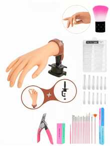 Acrylic Nail Practice Hand, Realistic Silicone Model Hand, Flexible Fingers, Suitable For Acrylic Nail, Gel Nail Polish Training, Complete Nail Art Beginner Practice Hand - Gold - View 5