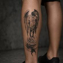 1pc Waterproof Anti-Rub PVC Realistic Angel & Demon Tattoo Sticker, Suitable For Daily Wear - Grey - View 1