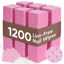 1200/600/5pcs Lint-Free Nail Cleaning Wipes, Gel Nail Polish Remover Pads, UV Gel Cleaning Wipes, Nail Polish Remover Wipes, Lint-Free Nail Polish Remover Pads, Pink Nail Cleaning Wipes, Bottle Neck Cleaning Pads, Eyelash Glue Remover Wipes, Nail Art Pads, Nail Art Magic Wipes, Super Absorbent Soft Non-Woven Fabric, Eyelash Extension Glue Cleaning, Nail Care, Nail Salon Supplies, Nail Art Tools, Home Nail Kit Accessories - Multicolor - View 1