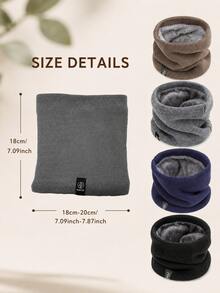 Classic Knitted Fabric Fleece Lined Neck Warmer, Plush Inner Layer With Ribbed Texture, 4 Colors Available, Unisex Pullover Style Scarf, Suitable For Cycling, Running, Hiking, Commuting, Skiing, Outdoor Sports, Cold Weather, Holiday Gifts, Winter Daily Wear - Multicolor - View 10