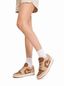 Nike AJ1 Women's New Sneakers Air Jordan 1 Low Casual Board Shoes - Tan - View 2
