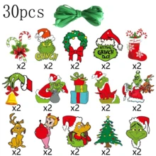 Panini Grinch Multi-Character Paper Christmas Decoration Set, Assorted Hollow Hanging Ornaments With Ribbons, Suitable For Christmas Tree, Holiday Home Party Decor - Random Styles - View 12