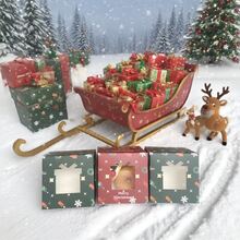 5pcs Christmas 4*4*2.5 Inch Cake Boxes With Christmas Tree, Bell, Gift Transparent Window, Wedding Party, Graduation Party Gift Packaging Boxes, Suitable For Christmas Candy, Apple Dessert Packaging - Multicolor - View 5
