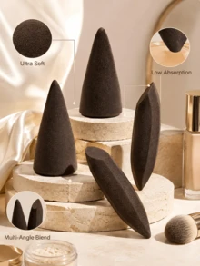 Multi-Faceted Makeup Sponge, Ultra-Soft Low-Absorption Beauty Sponge, Suitable For Foundation And Concealer, Dry And Wet Use, Precision Cut Edges, Creates Smooth And Seamless Makeup Effect, Essential Makeup Tool For Women And Girls, Travel And Daily Beauty Tool - Multicolor - View 2