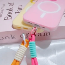 CteGlodrix [Jelly Magnetic - Lanyard]Compatible With IPhone 18 17 16 15 14 13 12 11 Pro Max Minimalist Macaron Color Magnetic Anti-Drop Phone Case With Wrist Strap - Hot Pink - View 6