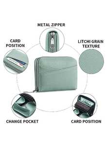 Women's Rose Moon & Star Print Zipper Short Wallet, Accordion Style With Multiple Card Slots And Coin Compartment, Compact And Portable, Suitable For Daily Commute, Shopping, Travel, Student Campus, Can Be Used As Card Holder Or Mini Coin Purse - Multicolor - View 5