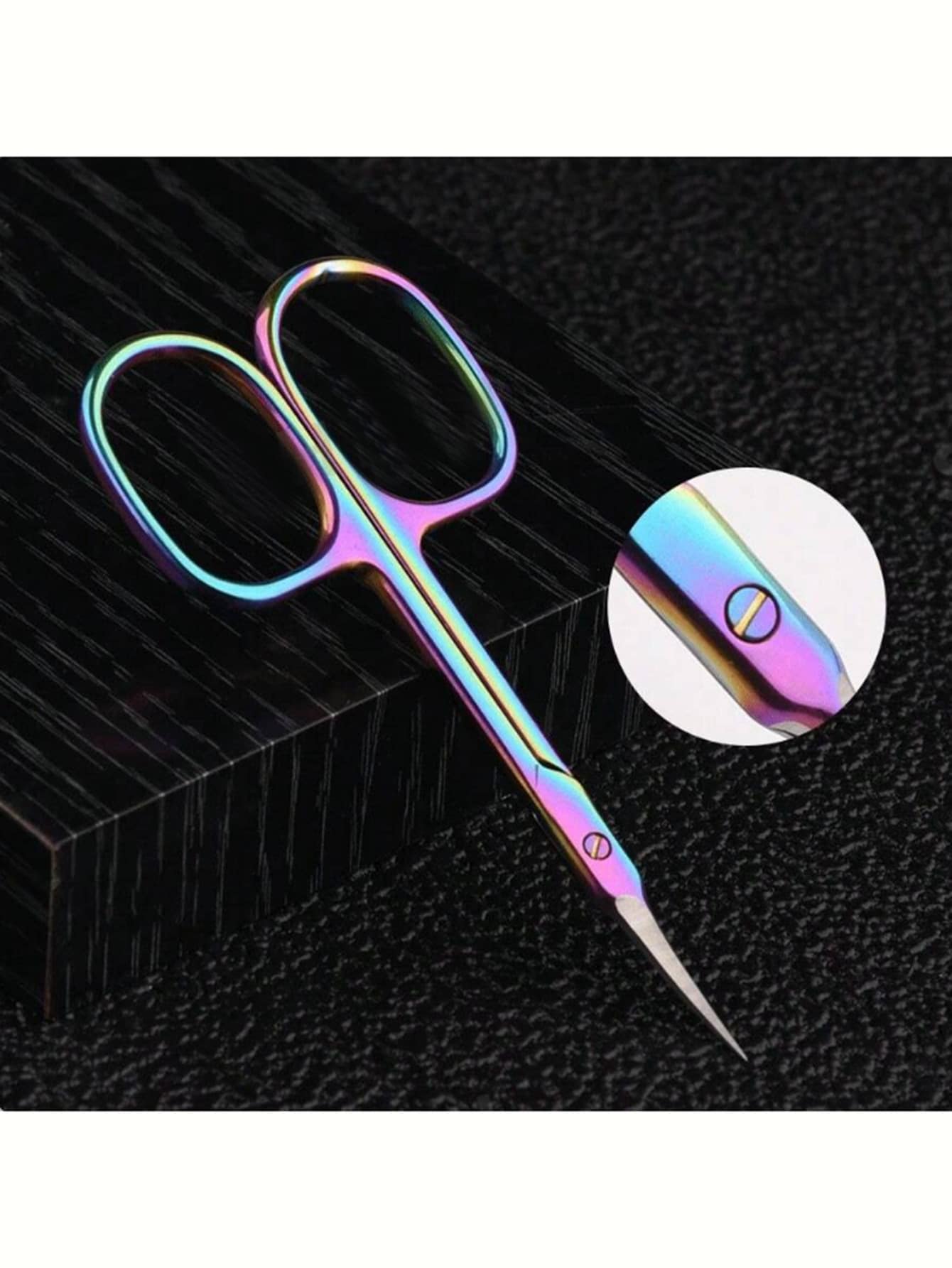 Professional Small Beauty Scissors - Suitable For Eyebrows, Eyelashes And Dry Skin, Coated Cuticle Scissors, Ultra-Thin Curved Blade, Multi-Function Stainless Steel Small Scissors, Random Color. - Multicolor - View 1