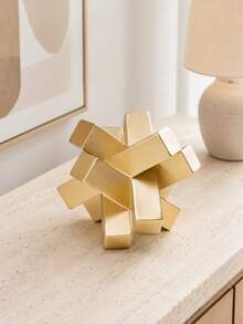 Dekorasi Patung Resin Geometris Emas, Ornamen Meja Blok Terjalin Abstrak Modern untuk Ruang Tamu, Meja Kopi, Bufet, Lorong, Kamar Tidur, Meja Pajangan Estetik Rumah, Dekorasi Seni Kerajinan, Hadiah. - 1PC - View 4