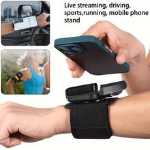 Adjustable 360 Degree Rotating Wrist Hanging Phone Holder, Compatible With Both Wrist And Arm, Suitable For Outdoor Running, Cycling, Fitness Centers, Driving, And Live Streaming. This Universal Smartphone Holder Frees Up Both Hands - Black - View 1