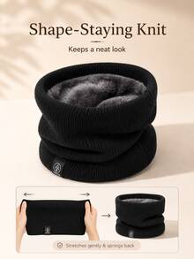 Classic Knitted Fabric Fleece Lined Neck Warmer, Plush Inner Layer With Ribbed Texture, 4 Colors Available, Unisex Pullover Style Scarf, Suitable For Cycling, Running, Hiking, Commuting, Skiing, Outdoor Sports, Cold Weather, Holiday Gifts, Winter Daily Wear - Multicolor - View 9