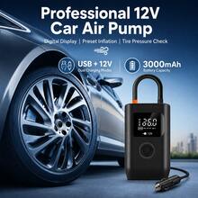 Portable Tire Inflator Pump 12V Car Tire Pressure Pump, USB And 12V DC Dual Power Car Charging, Digital LCD Display With LED Light, Auto Shut-Off, Suitable For Cars, Motorcycles, Bicycles, Balls And Other Inflatable Items - Wireless - View 4