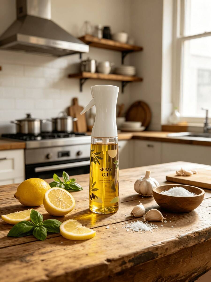 1pc Oil Spray Bottle, Oil Spray Bottle With Creative Pattern, Two Spraying Modes Based On Pressure, Durable Oil Spray Bottle, Suitable For Kitchen Cooking, Outdoor BBQ, Salad Making And Other Scenarios, Kitchen Accessory