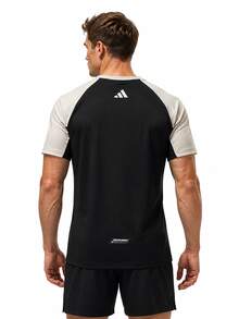 Adidas Men's New Summer Quick-Dry Breathable Comfortable Casual Sports Fitness Short Sleeve T-Shirt - Beige/Black - View 3