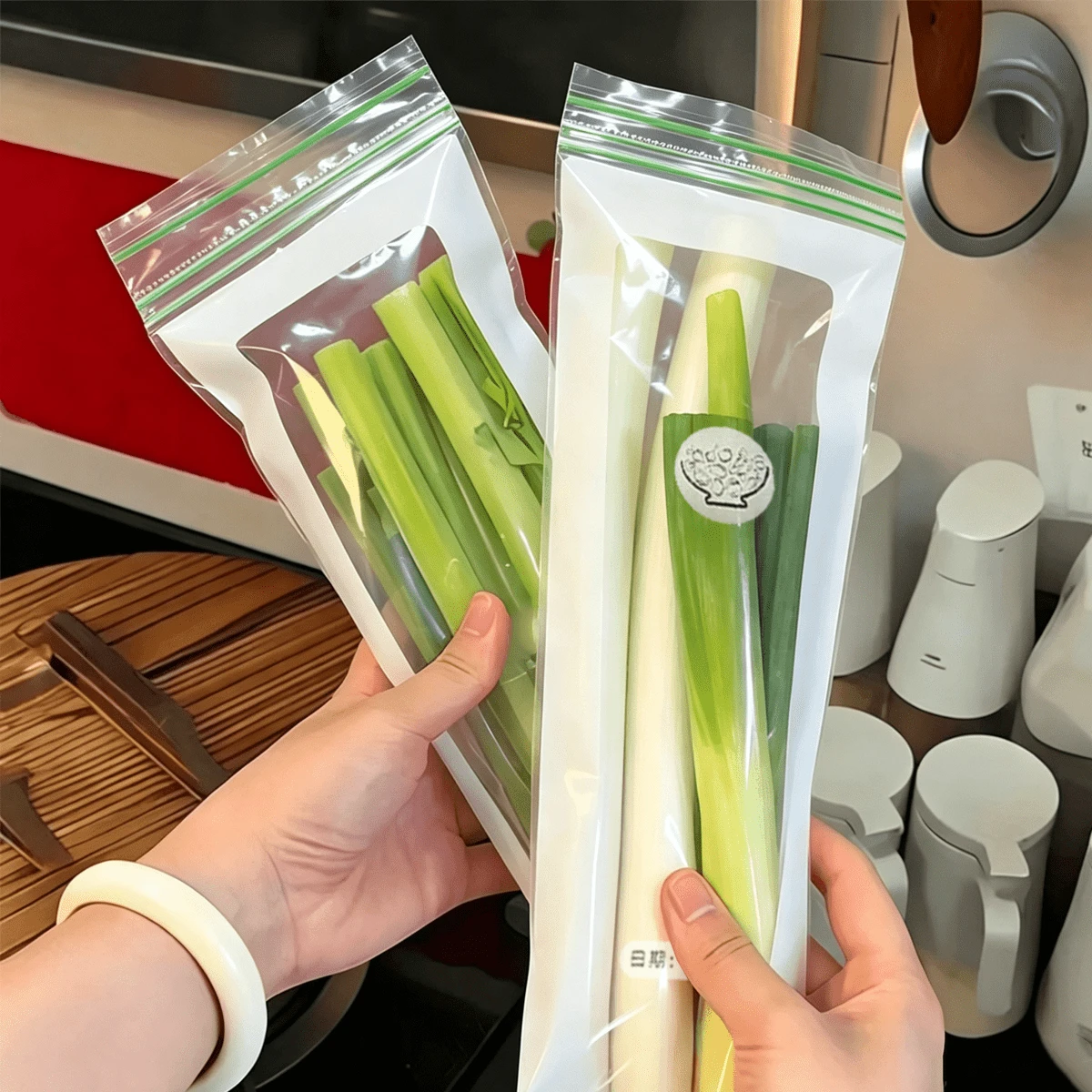 50个可重复使用的食品保鲜袋 - 加厚冷冻袋，防漏塑料袋，透明拉链袋，旅行必备，可重新密封包装，食品保鲜