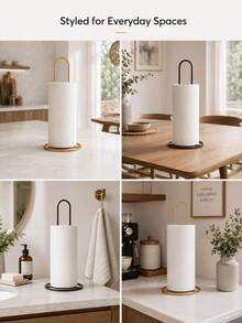 Metal Vertical Paper Towel Holder, Freestanding Countertop Roll Dispenser With Round Base, Modern Kitchen Dining Table Paper Towel Storage Rack, Suitable For Home Essentials, Kitchen Countertop, Dining Table, Bathroom And Home Decor - Multicolor - View 9