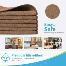 1/5/10pcs Set Super Absorbent Microfiber Cleaning Cloths, 12"X12", Durable Reusable Multi-Purpose Wiping Towels, Suitable For Kitchen Countertops, Dish Washing, Car Cleaning And Daily Home Surface Cleaning, Household Cleaning Supplies, Can Be Given As Christmas, Halloween Gifts To Mom. Car Accessories, Kitchen Accessories, Bathroom Accessories, Christmas, Home , Kitchen - Brown - View 3