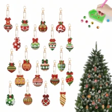 12/20pcs Holiday 5D DIY Diamond Painting Christmas Decoration Set - Vibrant Keychains With Round Diamonds, Snowflakes, Reindeer, Trees & More - Perfect For Holiday Decor And Crafting, Christmas Diamond Art, Christmas Decorations, Christmas Crafts. - A - View 2