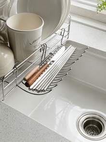3/2/1 buah Rak Pengering Gantung Tepi Wastafel Dapur Stainless Steel, Keranjang Penyimpanan Multifungsi untuk Peralatan dan Pisau, Tidak Perlu Pengeboran, Pengatur Hemat Ruang di Meja Dapur - MultiWarna - View 6