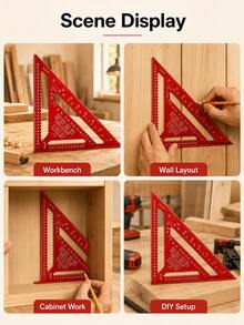 Modern Aluminum Alloy Triangle Multi-Angle Right Angle Ruler, With Clear Metric/Imperial Angle Markings, 3 Colors Available, Woodworking, Carpentry, DIY Projects, Home Workshop, Garage Crafts, Father's Gift, All-Season Tool Set - Multicolor - View 9