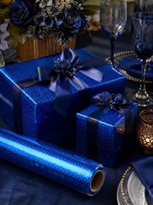 1pc Gradient Blue Purple Gift Wrapping Paper Set, Geometric Snowflake Pattern Gift Wrapping Paper, Suitable For Birthday, Wedding, Holiday Party Gift Boxes - Holiday Edition - View 5