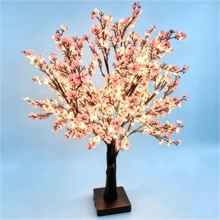 1 buah Lampu Pohon Bintang Buatan LED 55CM, Warna Pink Champagne, Cahaya Hangat Sangat Terang, 3 Baterai AA & Catu Daya Ganda USB, Lampu Dekoratif Suasana Bunga untuk Meja - cahaya putih hangat - View 2