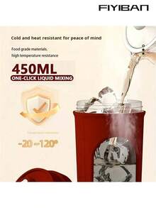 FIYIBAN 1pc Portable Electric Coffee Cup, USB Rechargeable, 7000 RPM, Suitable For Hot And Cold, Can Mix Coffee Powder, Soy Milk, Oatmeal, Etc., Portable And Easy To Use, Ideal For Outdoor Use - Multicolor - View 4