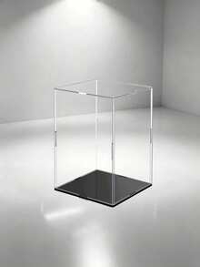 1pc Acrylic Display Box, Multiple Sizes Available, Plastic Assembly, Dust-Proof Display Case, Matte Black Base, Suitable For Displaying Figurines, Collectibles, Statues, Models And More - Black Acrylic - View 10