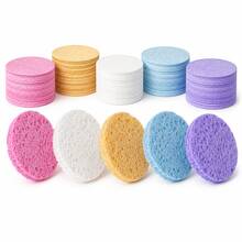 Round Compressed Facial Cleansing Sponges, Soft Face Wash Sponge Pads For Makeup Removal, Gentle Exfoliating & Daily Skincare, Multiple Colors - Multicolor - View 1