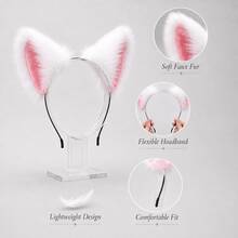 1pc Fluffy Faux Fur Cat Fox Ear Headband Multi Color Cosplay Party Costume Hair Accessory,Halloween - Multicolor - View 2