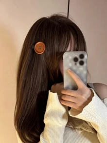 4/2/1pc New Button Hair Clip, Fashionable Sweet Style Alligator Hair Clip, Women's Accessory, Simple Versatile Cute British Vintage Button Side Hair - Multicolor - View 3