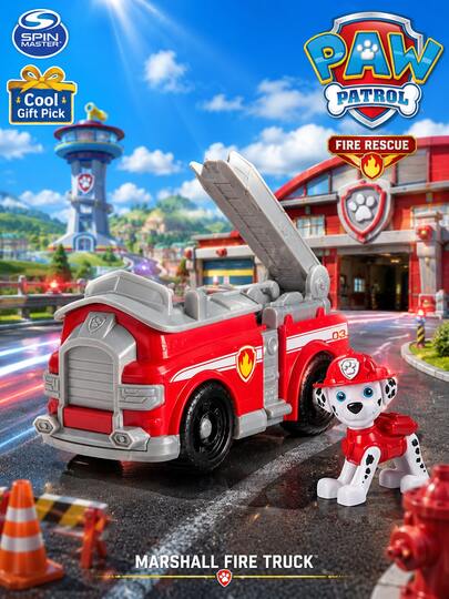 Spin Master PAW Patrol Mar-Shall Fire Truck Toy, Red Rescue Vehicle With Removable Mar-Shall Figure, Movable Head, Movable Rescue Ladder And Rolling Wheels, Adventure Mission Toys For Fans, Birthday Gift, Holiday Gift And Christmas Gift