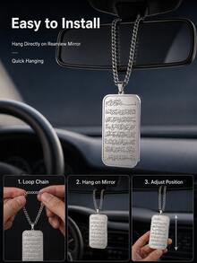 Middle Eastern Style Islamic Religious Pendant Necklace, Unisex, Stainless Steel Material, Arabic Lettering Pendant, Perfect Gift For Eid And Ramadan Festivals - A - View 3