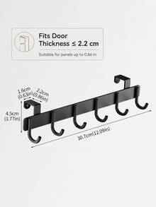 1pc Over-The-Door Hook Rack, Multi-Function Storage Hooks, 6 Hooks Over-The-Door Hook, For Hanging Clothes, Towels, Suitable For Bathroom, Kitchen Cabinet Doors, Max Thickness 2.2cm - Multicolor - View 4
