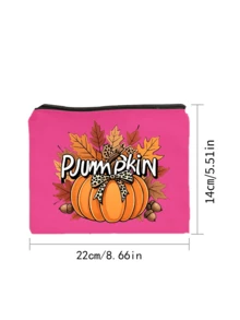 Fall Pumpkin Maple Leaf Print Cosmetic Bag, Zipper Makeup Pouch, Portable Toiletry Storage Bag, Autumn Thanksgiving Holiday Gift For Women, Travel Daily Use - Multicolor - View 11