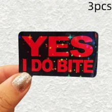 Red & Black YES I DO BITE, A Humorous Warning With A Touch Of "Don't Mess With Me", Waterproof Vinyl Sticker - Durable Smooth Surface, Self-Adhesive Bumper Sticker, Suitable For Cars, Windows, Laptops, Trucks, Water Bottles - Multi-Purpose Durable Design, Car Sticker - Vinyl - View 12