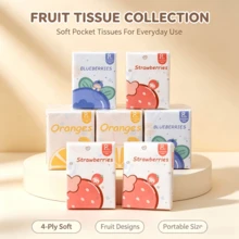 1/3/9/18 Pack Random Color Fruit Print Soft Facial Tissues, Small Pack Soft Facial Tissues, Portable Small Pack Pocket Tissues, Back To School Supplies - Multicolor - View 1